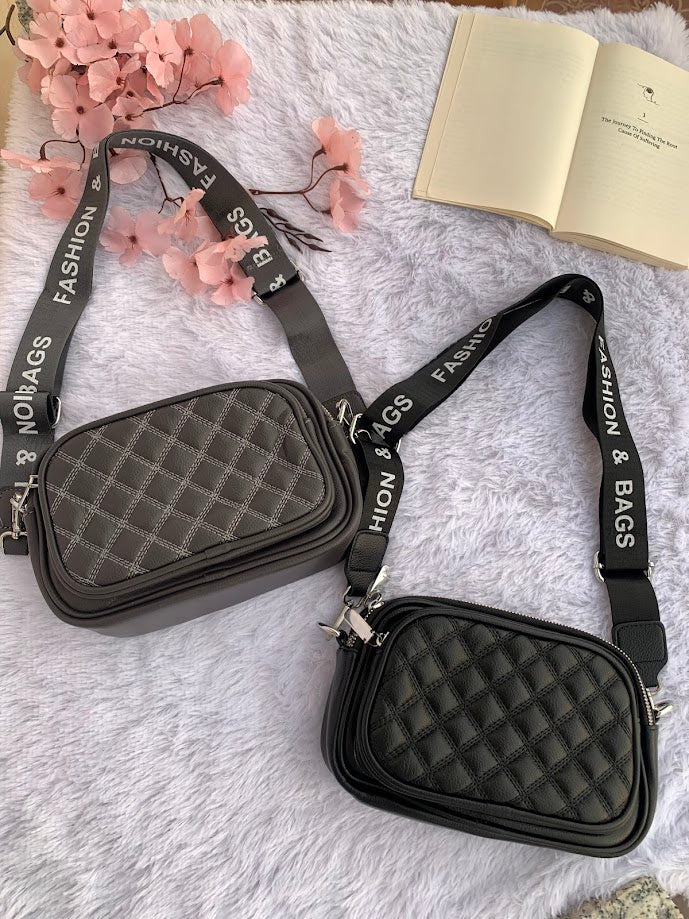 Embroidered Broad Belt Crossbody Bag