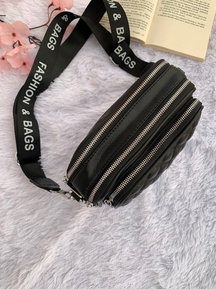 Embroidered Broad Belt Crossbody Bag